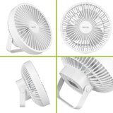  LED Punjivi stoni ventilator sa LED osvetljenjem LED/2W/5V USB 2400 mAh bela | Eponuda.com