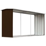vidaXL Vrtna lopa za drva pocinkano jeklo 330x92x153 cm rjava | Shoptok.si