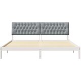 vidaXL Krevetni okvir s tapiciranim uzglavljem Bijelo 200 x 200 cm | shoptok.hr