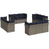  Vrtna garnitura - 12-dijelni set vrtnih sofa od poliratana s jastucima sivi - siva i modra Bez stola 1 | shoptok.hr