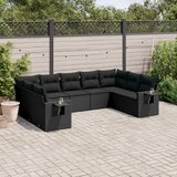 The Living Store Vrtna sedežna garnitura 9-delna z blazinami črn poli ratan - Vrtna Sedežna Garniture, (21466266) | Shoptok.si