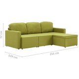 vidaXL Trosed modularni kavč z ležiščem zelen iz blaga, (20925474) | Shoptok.si