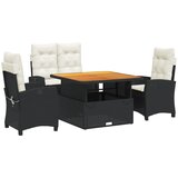  4-dijelni vrtni blagovaonski set od poliratana s jastucima crni Crna Dužina stola 110 cm | shoptok.hr