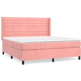  Box spring postelja z vzmetnico roza 160x200 cm žamet, (20893042) | Shoptok.si