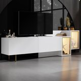 Hanah home Tenon TV komoda sa LED osvetljenjem, bela/zlatna Cene