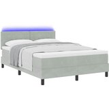  LED Box Spring Krevet Svijetlo siva 160 x 200 cm Baršun | shoptok.hr