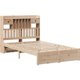 vidaXL Krevet s regalom za knjige bez madraca 135x190 cm od borovine | shoptok.hr