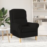 vidaXL Črn Naslanjač Črn Tkaninska obloga z lesenimi nogami | Shoptok.si