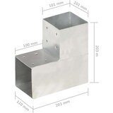 vidaXL Spojniki za stebre 4 kosi L oblike pocinkana kovina 101x101 mm | Shoptok.si