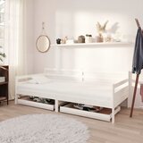  Dnevni ležaj s ladicama 90 x 200 cm bijeli od masivne borovine | shoptok.hr