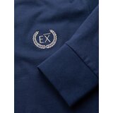 Ombre Men's cotton longsleeve with striped U neckline and embroidery - dark blue | Shoptok.si