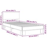  Okvir za krevet boja hrasta 90x200 cm konstruirano drvo i metal | shoptok.hr