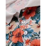 Ombre Cotton polo shirt with floral print - white | Shoptok.si
