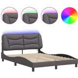 Furnova Posteljni okvir z LED lučkami siv 140x200 cm umetno usnje, (21938727) | Shoptok.si