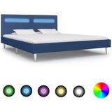  Posteljni okvir z LED osvetlitvijo modro blago 160x200 cm Cene