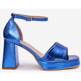 Boto Lacquered Women's Sandals On Heel Blue Marila | Shoptok.si