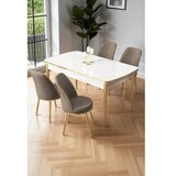 Hanah home Rasklopivi trpezarijski sto i stolice (5 delova) Nira White Gold Cappuccino | Eponuda.com