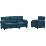  Set sofe 2 pcs Plava Baršun - Plava 1 sjedalo + trosjed | shoptok.hr