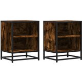 Maison Chic Dvo delni komplet Nočne omarice - Nočne mize dimljen hrast 40x31x50 cm inž. les/kovina, (21689152) | Shoptok.si