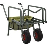vidaXL Voziček za ribolov z 2 kolesoma zelen prašno barvano jeklo | Shoptok.si
