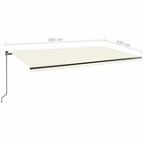 Tenda na ručno uvlačenje s LED svjetlima 600x350 cm krem | shoptok.hr