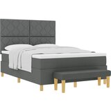 vidaXL vzmetnica s posteljo in klopjo temno siva 160x200 cm tkanina, (22083245) | Shoptok.si