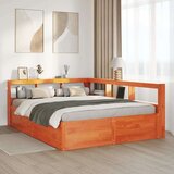  Knjižna postelja brez vzmetnice vošč. rjava 160x200 cm borovina, (21791684) | Shoptok.si