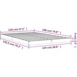  Okvir kreveta crni 120 x 190 cm mali bračni od masivne borovine | shoptok.hr