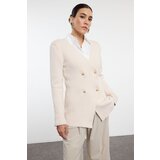 Trendyol Stone Double Breasted Coat Look Knitwear Cardigan