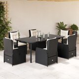 vidaXL 7-dijelni vrtni blagovaonski set s jastucima crni od poliratana | shoptok.hr