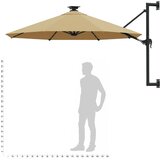  Zidni vrtni suncobran s LED svjetlima 300 cm smeđesivi | shoptok.hr