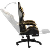  Igraća stolica od umjetne kože s osloncem za noge crno-zlatna | shoptok.hr