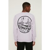 Trendyol Lilac Men's Printed Oversize Fit Sweatshirt Cene