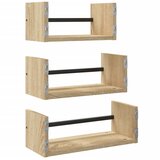  Set zidnih polica od 3 dijela s prečkama, hrast Sonoma, inženjersko drvo | shoptok.hr