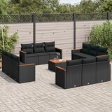  13-dijelni set vrtnih sofa s jastucima poliratan crni | shoptok.hr