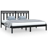  Posteljni okvir črn iz trdnega lesa 200x200 cm, (20647002) | Shoptok.si