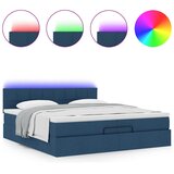 vidaXL Otomanski posteljni okvir z vzmetnicami moder 200x200 cm blago, (21653243) | Shoptok.si