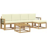 vidaXL Zunanja garnitura za sedenje z blazino 6 pcs Bela in krem, (5000280868) | Shoptok.si