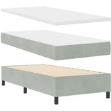 Box Spring Krevet s Madracem &amp LED Osvjetljenjem Svjetlosiva 90x200 cm Baršun | shoptok.hr