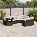  10-dijelni set vrtnih sofa od poliratana s jastucima smeđi | shoptok.hr