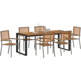  Set od 7 dijelova za vrtno objedovanje sivi poli ratan akacije | shoptok.hr