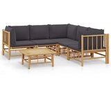  6-dijelna vrtna garnitura od bambusa s tamnosivim jastucima | shoptok.hr