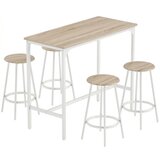 Nesta 5-delni barski set za 4 osebe, industrijska barska miza z barskimi stoli, hrastov videz, za kuhinjo in jedilnico, (5000493627) | Shoptok.si