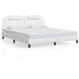 Maison Chic Posteljni okvir - Dvoposteljna postelja - Zakonska postelja z vzglavjem bel 180x200 cm umetno usnje-J5766, (21770390) | Shoptok.si