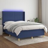  Krevet box spring s madracem LED plavi 140x190 cm od tkanine | shoptok.hr