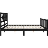 Okvir za krevet s uzglavljem crni 200 x 200 cm od masivnog drva | shoptok.hr