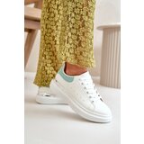Boto Low Women's Sneakers On Platform Made Of Eco Leather White-Green Nevelena | Shoptok.si