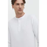 Superdry Bombažna majica z dolgimi rokavi bela barva