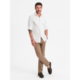 Ombre Men's REGULAR FIT chino pants with fine texture - dark beige | shoptok.hr