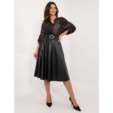 Fashionhunters Black midi skirt made of eco-leather with a belt | Shoptok.si